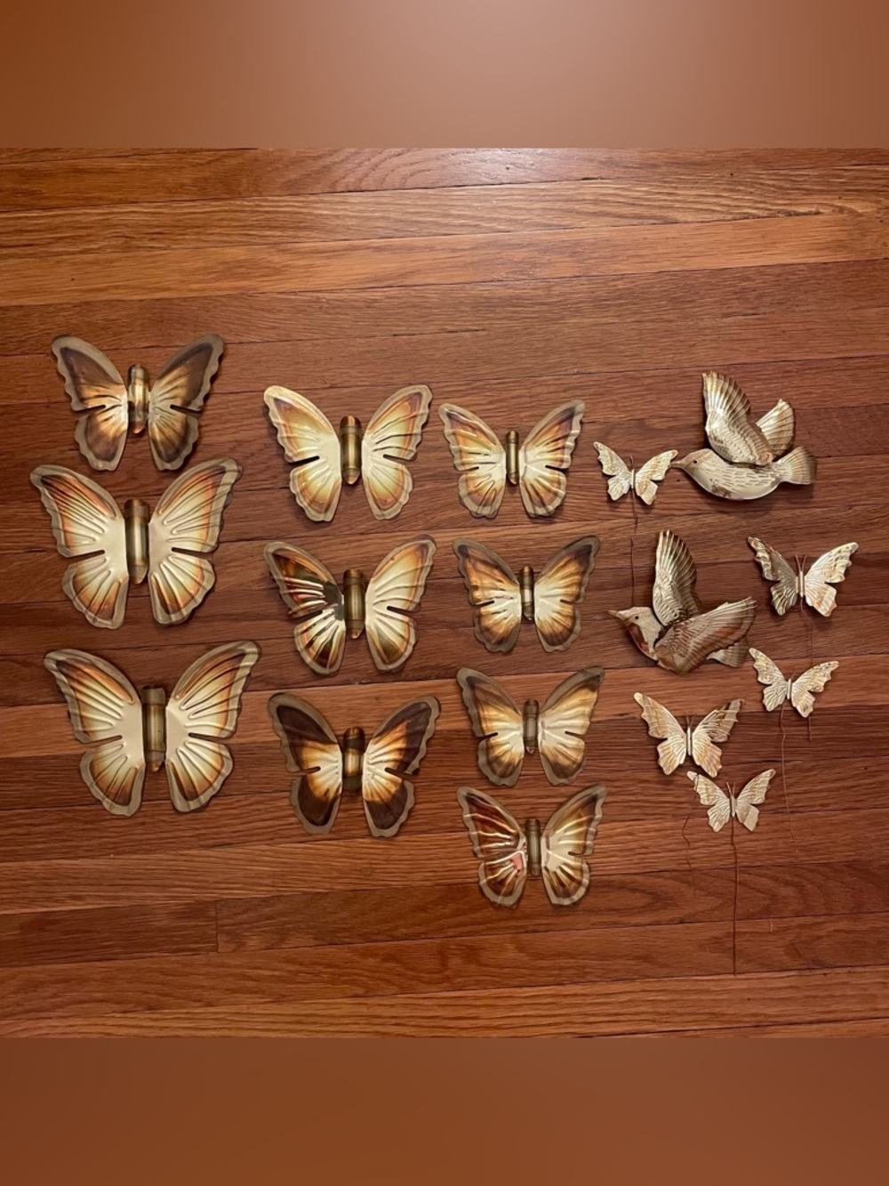 Vintage Home Interiors Gold and Bronze Butterfly & Hummingbird Metal 16 pieces